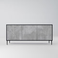 CONCRETE ZIG ZAG 3-Door Sideboard in Black Finish