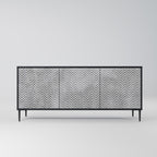 CONCRETE ZIG ZAG 3-Door Sideboard in Black Finish
