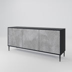 CONCRETE ZIG ZAG 3-Door Sideboard in Black Finish