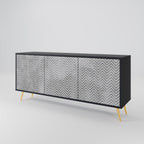 CONCRETE ZIG ZAG 3-Door Sideboard in Black Finish