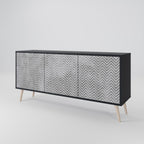 CONCRETE ZIG ZAG 3-Door Sideboard in Black Finish