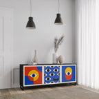 GEOMETRIC EYES 3-Door Sideboard in Black Finish