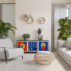 GEOMETRIC EYES 3-Door Sideboard in Black Finish