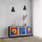 GEOMETRIC EYES 3-Door Sideboard in Black Finish