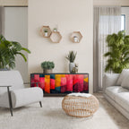 COLORFUL SOUNDS Aparador de 3 Portas em Acabamento Preto