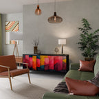 COLORFUL SOUNDS Aparador de 3 Portas em Acabamento Preto