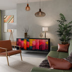 COLORFUL SOUNDS Aparador de 3 Portas em Acabamento Preto