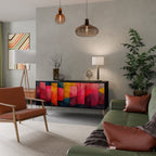 COLORFUL SOUNDS Aparador de 3 Portas em Acabamento Preto