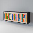 GEOMETRIC SHINE 3-Door Sideboard in Black Finish