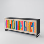 GEOMETRIC SHINE 3-Door Sideboard in Black Finish