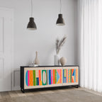 GEOMETRIC SHINE 3-Door Sideboard in Black Finish