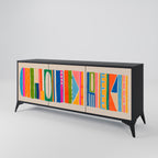 GEOMETRIC SHINE 3-Door Sideboard in Black Finish