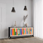 GEOMETRIC SHINE 3-Door Sideboard in Black Finish