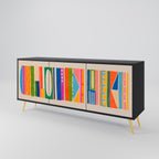 GEOMETRIC SHINE 3-Door Sideboard in Black Finish
