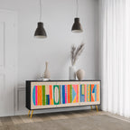 GEOMETRIC SHINE 3-Door Sideboard in Black Finish