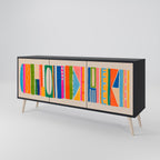 GEOMETRIC SHINE 3-Door Sideboard in Black Finish
