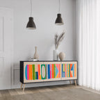 GEOMETRIC SHINE 3-Door Sideboard in Black Finish