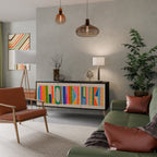 GEOMETRIC SHINE 3-Door Sideboard in Black Finish