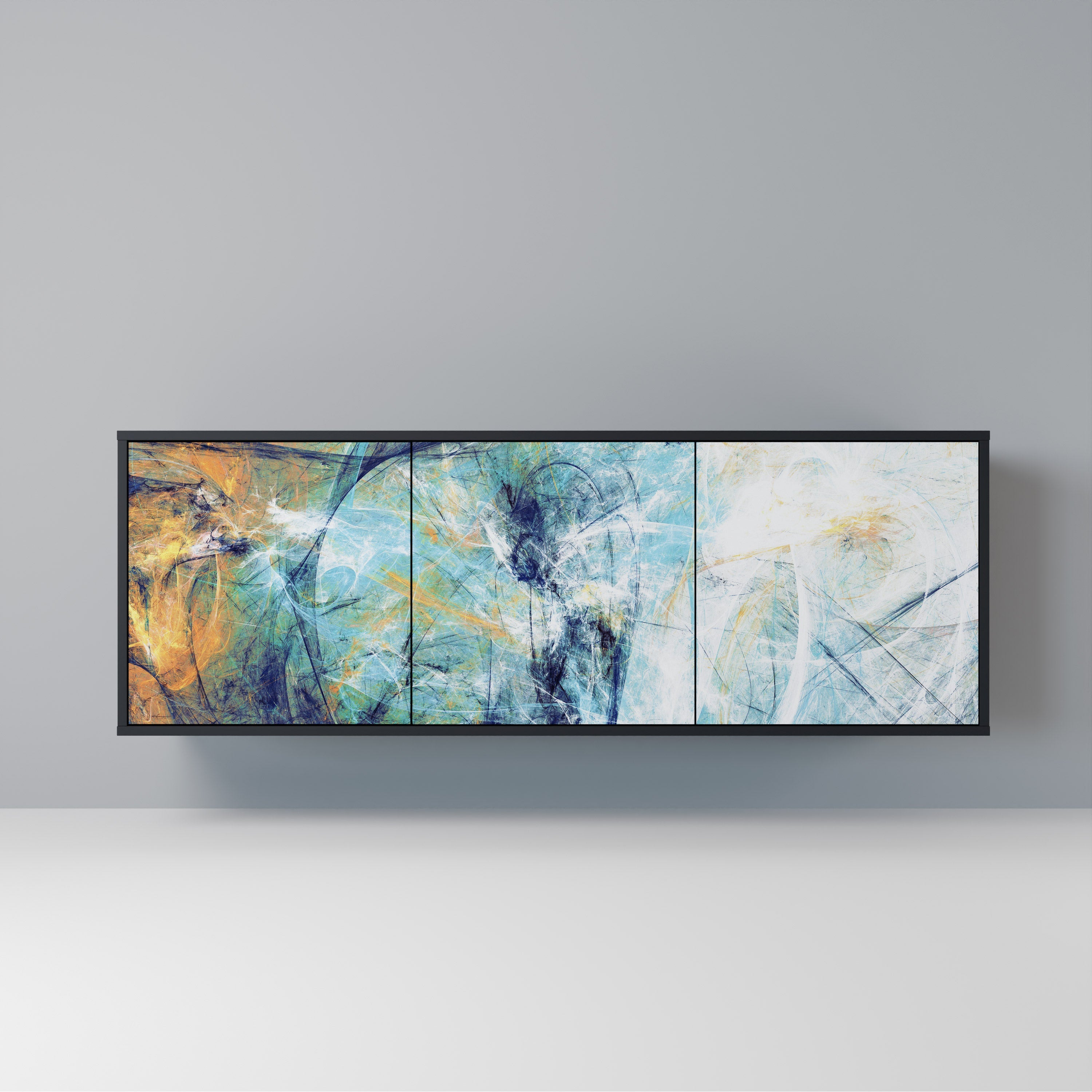 ABSTRACT THOUGHTS 3-Door Sideboard in Black Finish