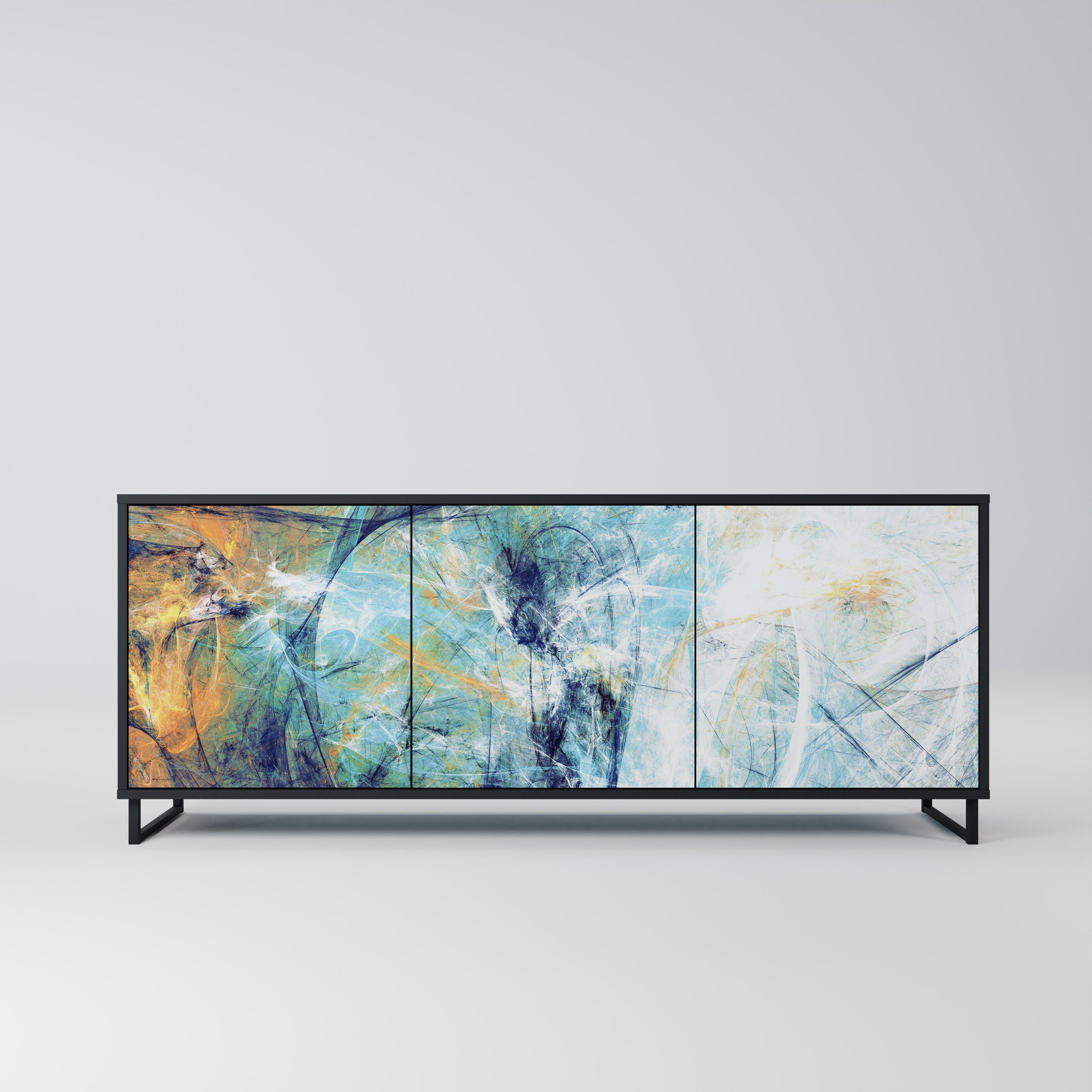 ABSTRACT THOUGHTS 3-Door Sideboard in Black Finish