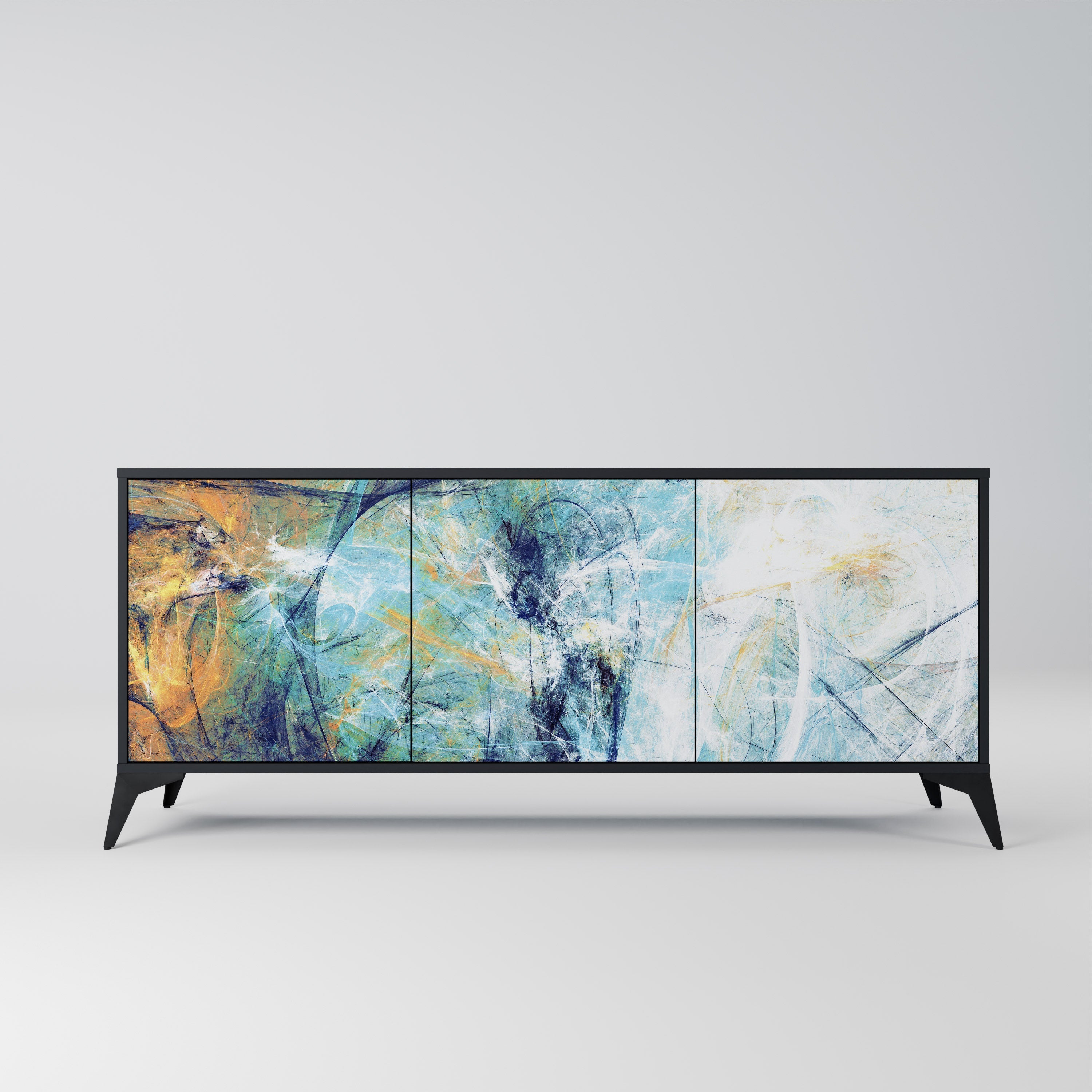 ABSTRACT THOUGHTS 3-Door Sideboard in Black Finish