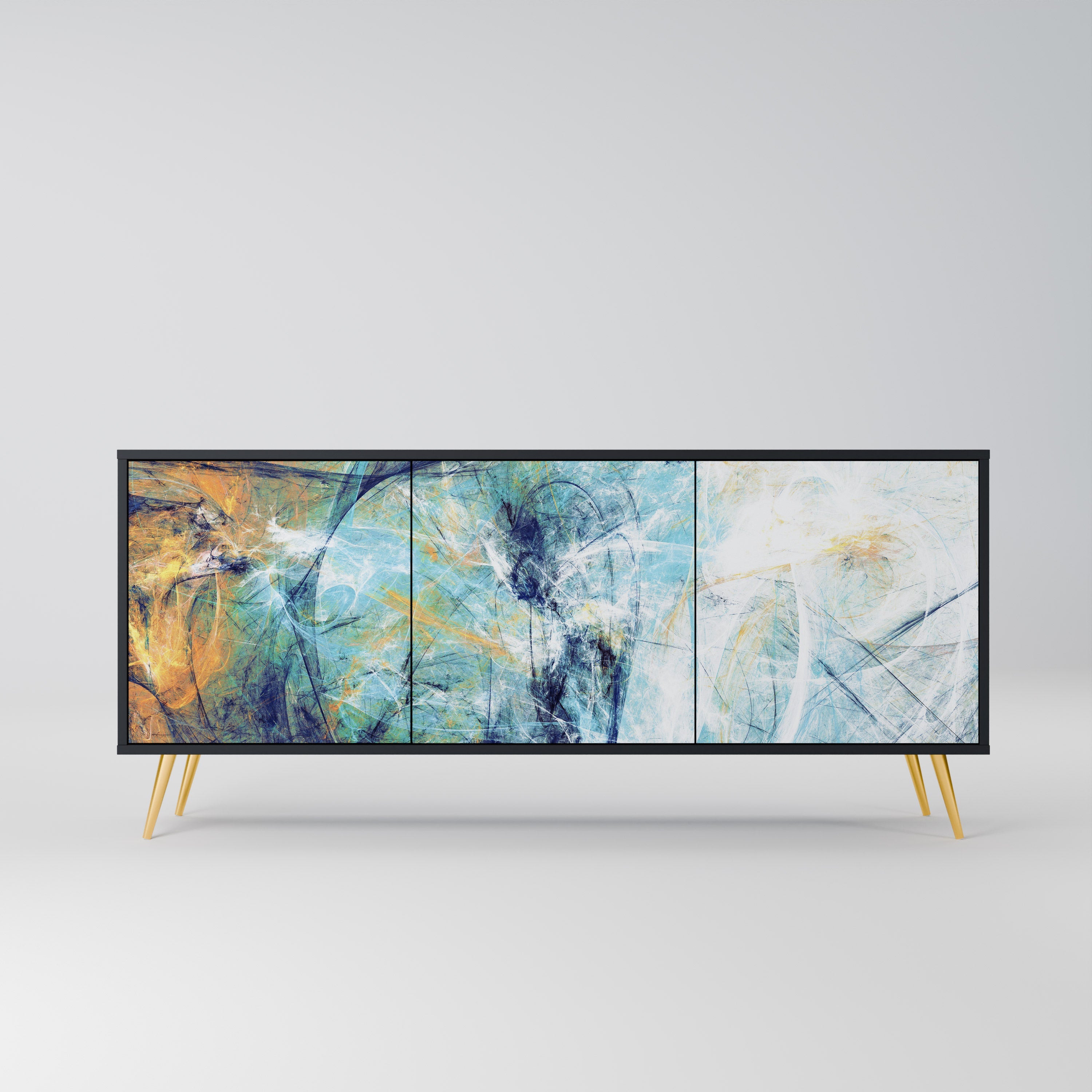 ABSTRACT THOUGHTS 3-Door Sideboard in Black Finish