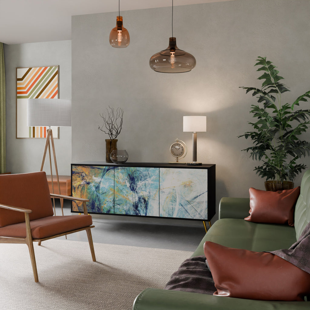 ABSTRACT THOUGHTS Aparador de 3 Portas em Acabamento Preto