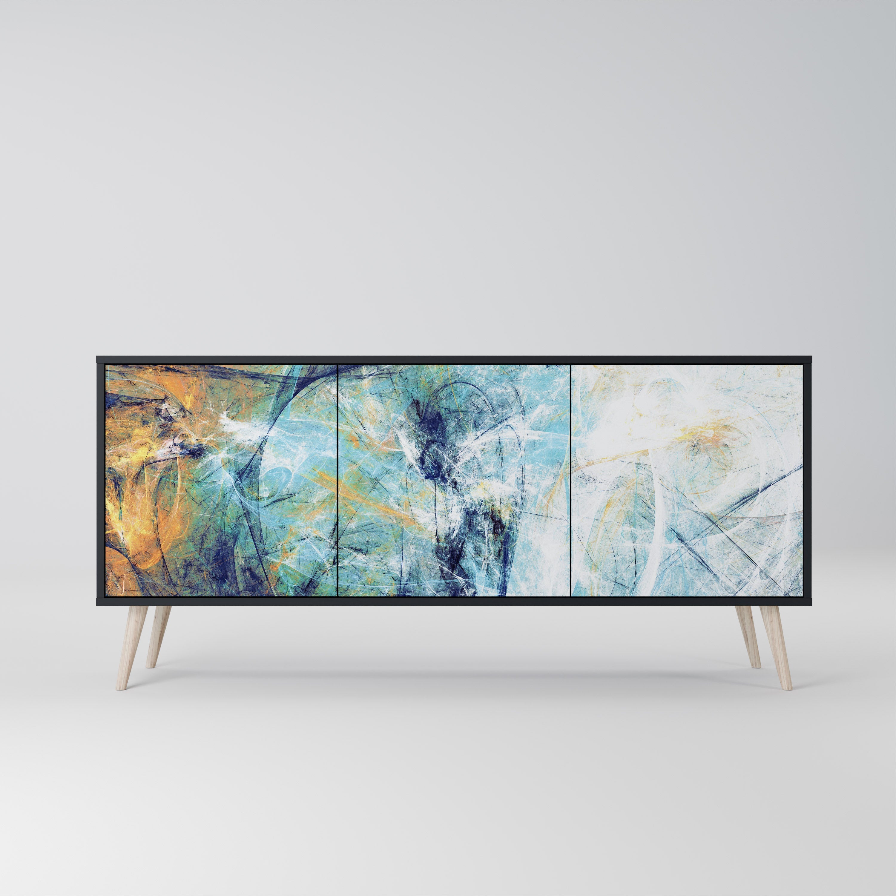 ABSTRACT THOUGHTS 3-Door Sideboard in Black Finish