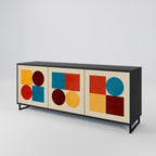 GEOMETRIC PUZZLE 3-Door Sideboard in Black Finish