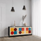 GEOMETRIC PUZZLE 3-Door Sideboard in Black Finish