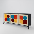 GEOMETRIC PUZZLE 3-Door Sideboard in Black Finish
