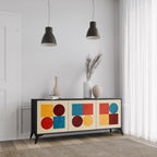GEOMETRIC PUZZLE 3-Door Sideboard in Black Finish