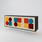 GEOMETRIC PUZZLE 3-Door Sideboard in Black Finish