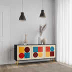 GEOMETRIC PUZZLE 3-Door Sideboard in Black Finish