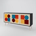 GEOMETRIC PUZZLE 3-Door Sideboard in Black Finish