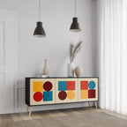 GEOMETRIC PUZZLE 3-Door Sideboard in Black Finish