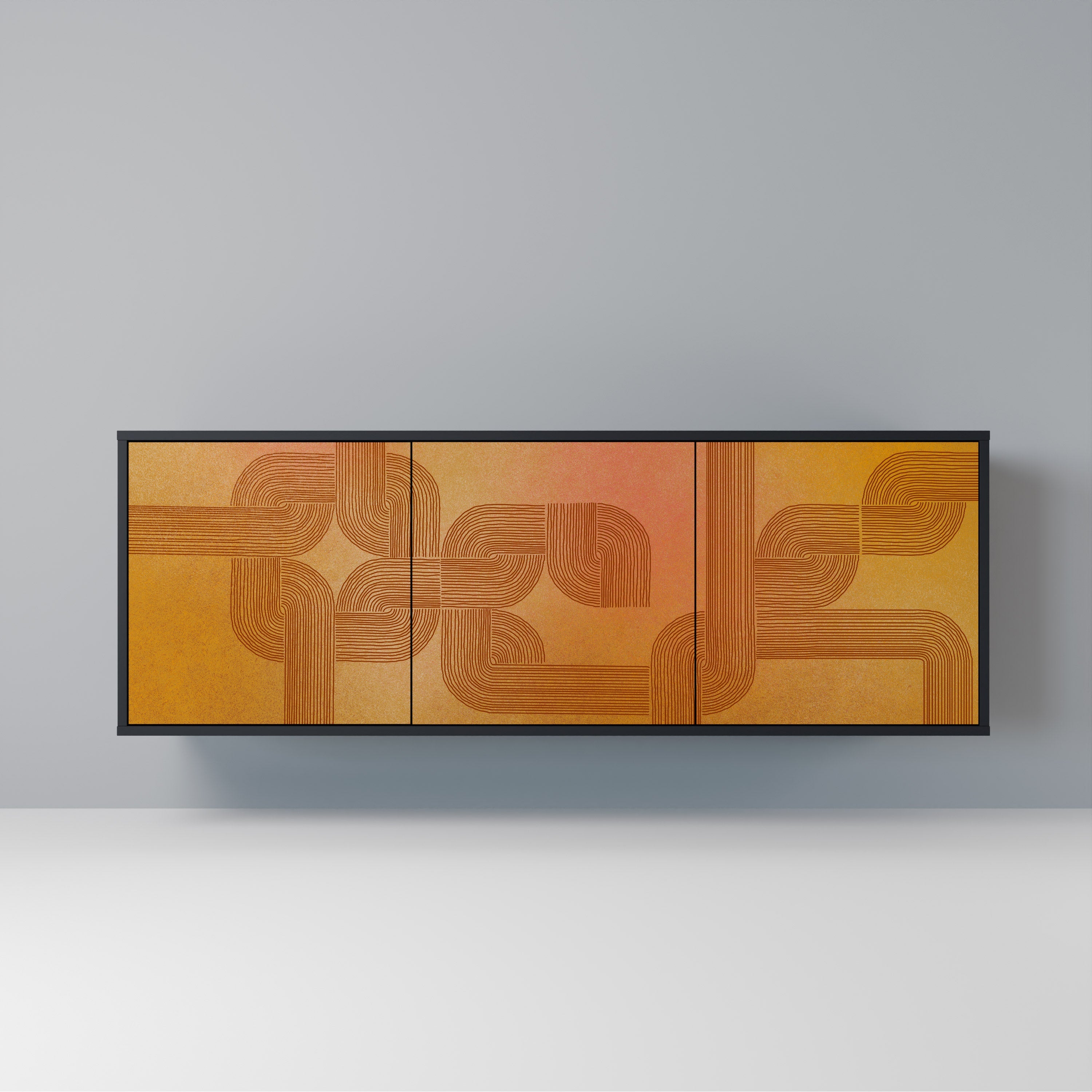 STRENGTHENING RELATION 3-Door Sideboard in Black Finish