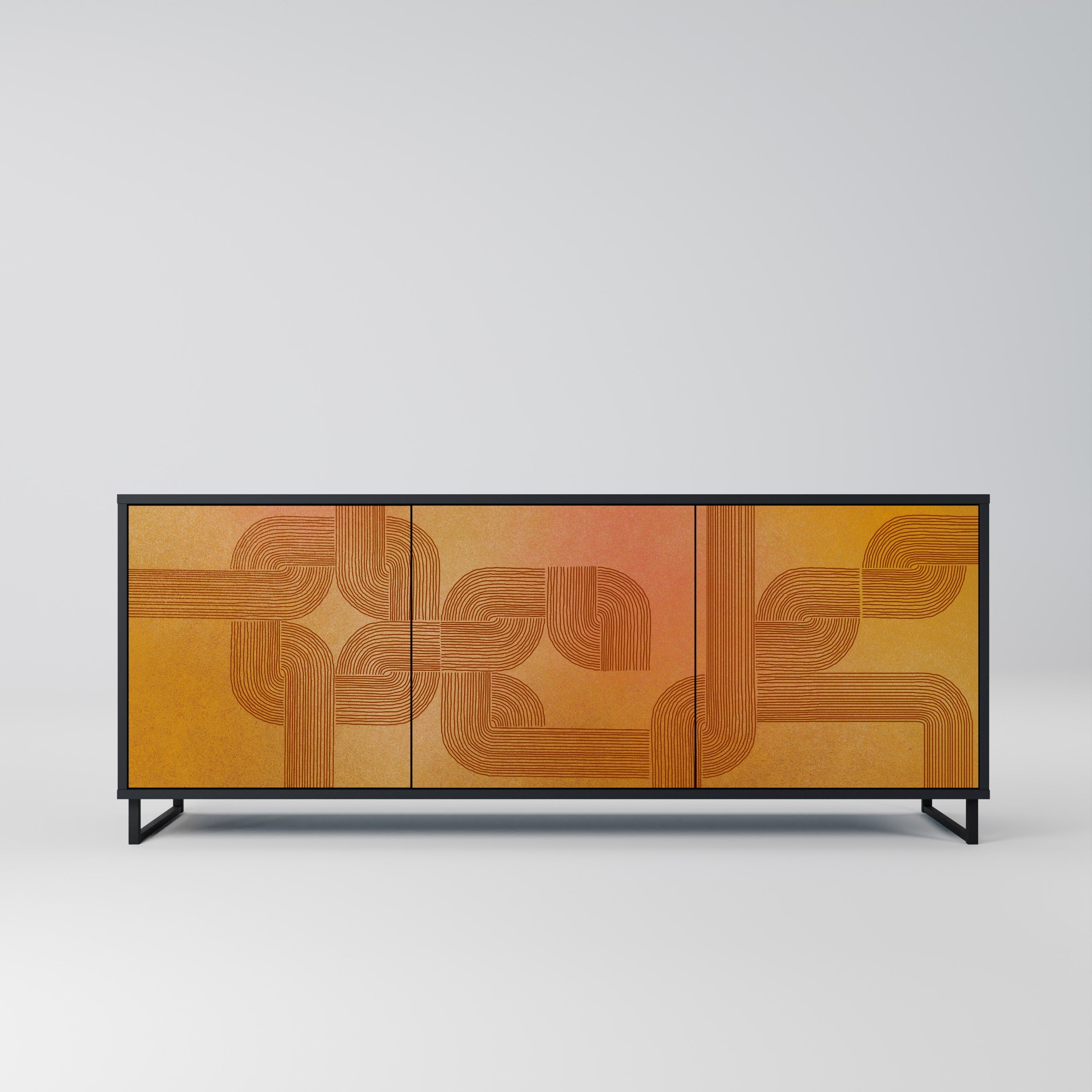 STRENGTHENING RELATION 3-Door Sideboard in Black Finish