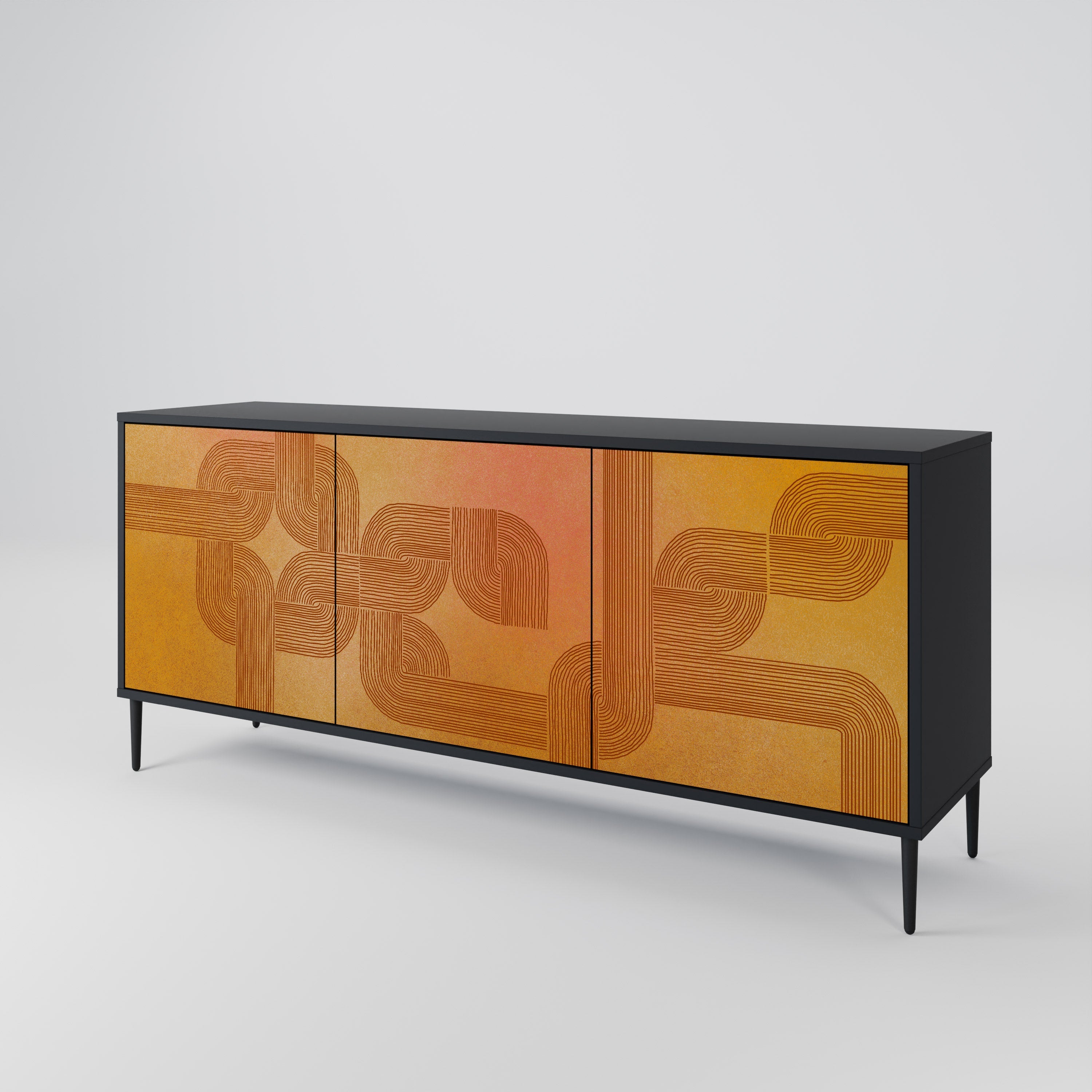 STRENGTHENING RELATION 3-Door Sideboard in Black Finish