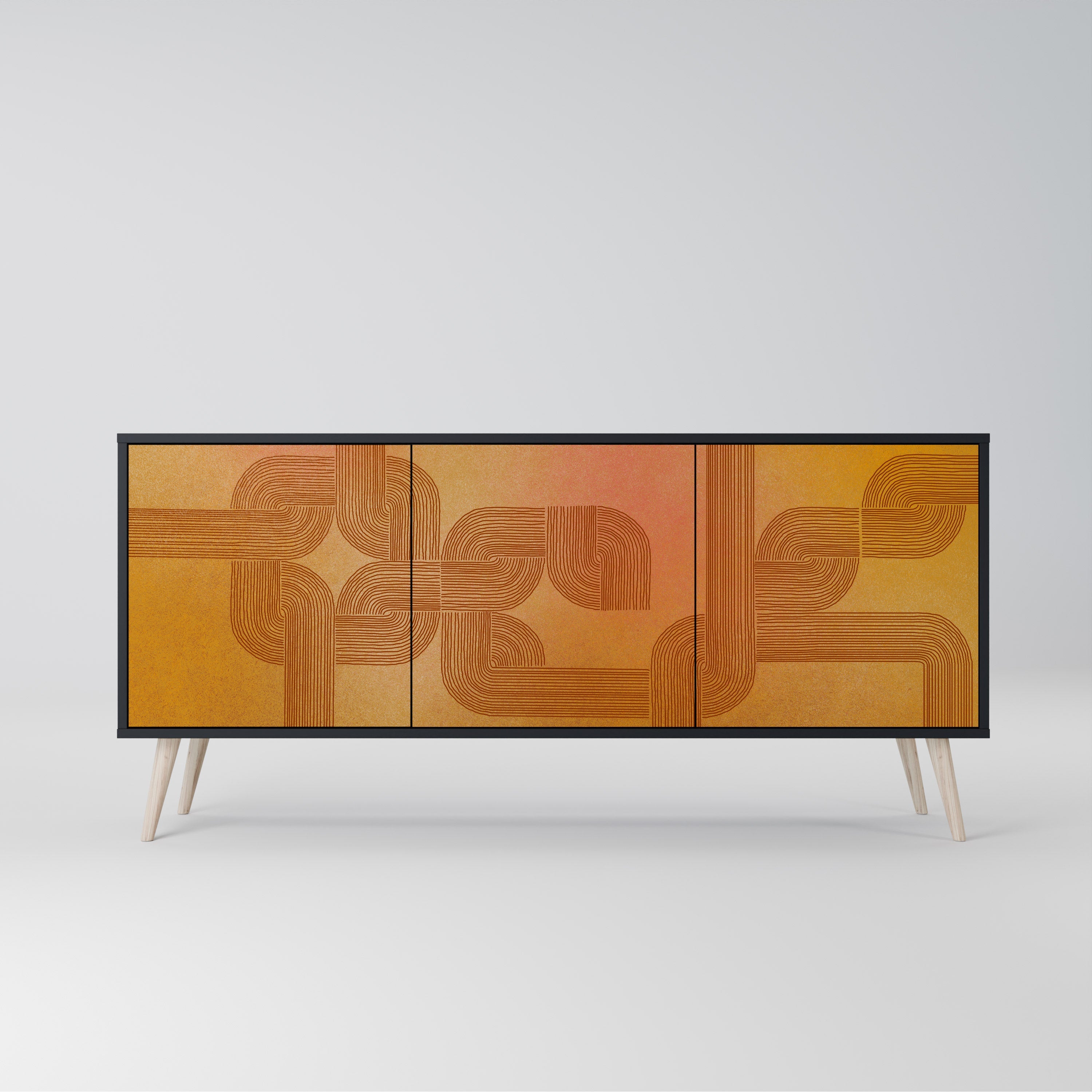 STRENGTHENING RELATION 3-Door Sideboard in Black Finish