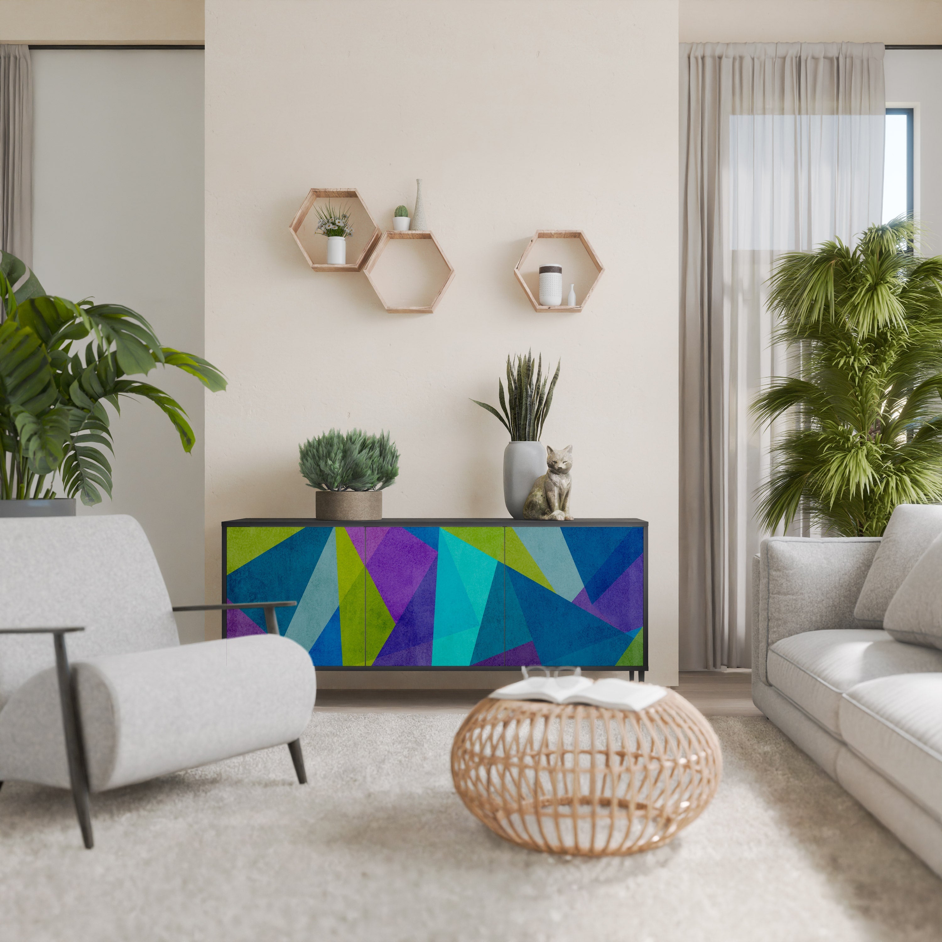 COLD SHOWCASE Aparador de 3 Portas em Acabamento Preto