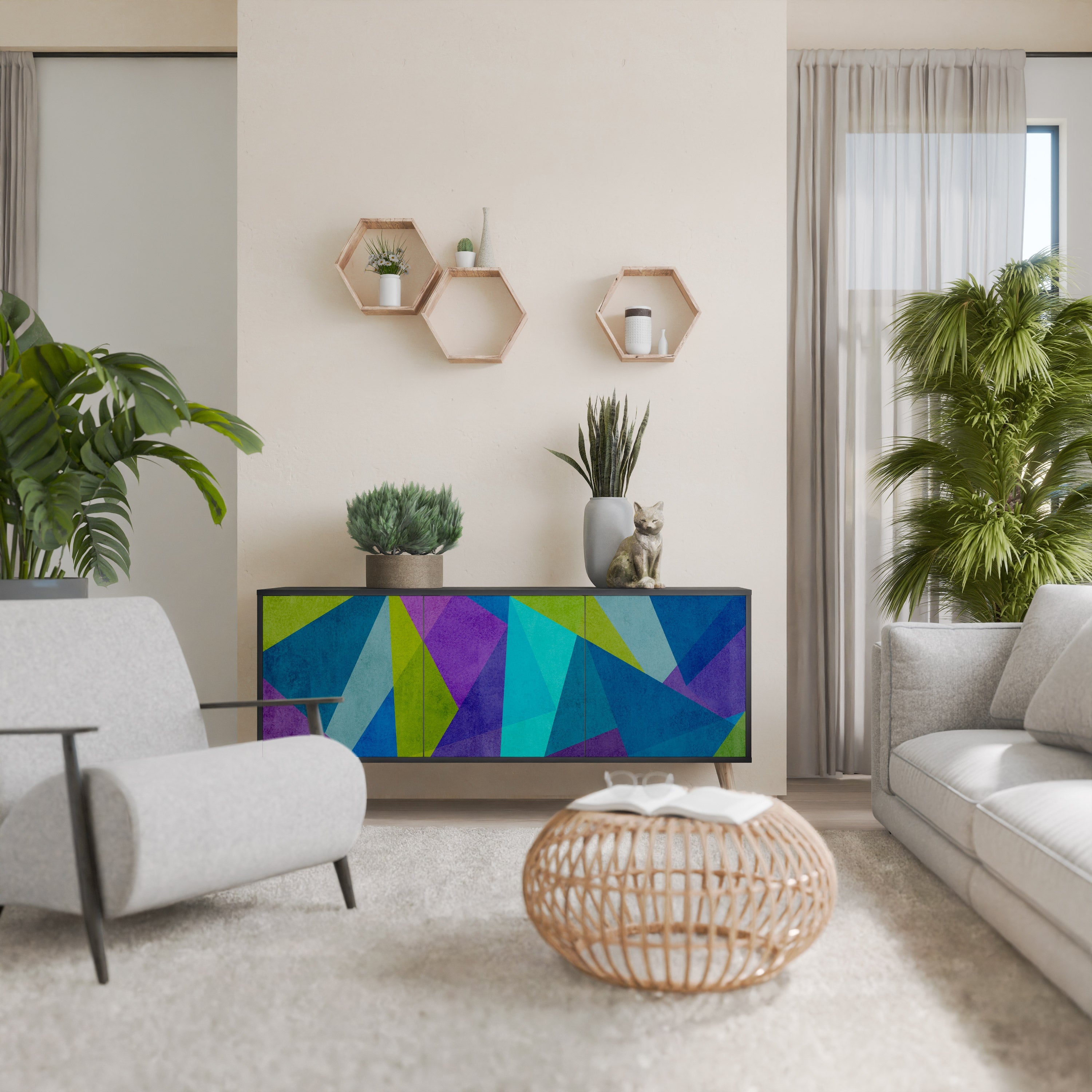 COLD SHOWCASE 3-Door Sideboard in Black Finish