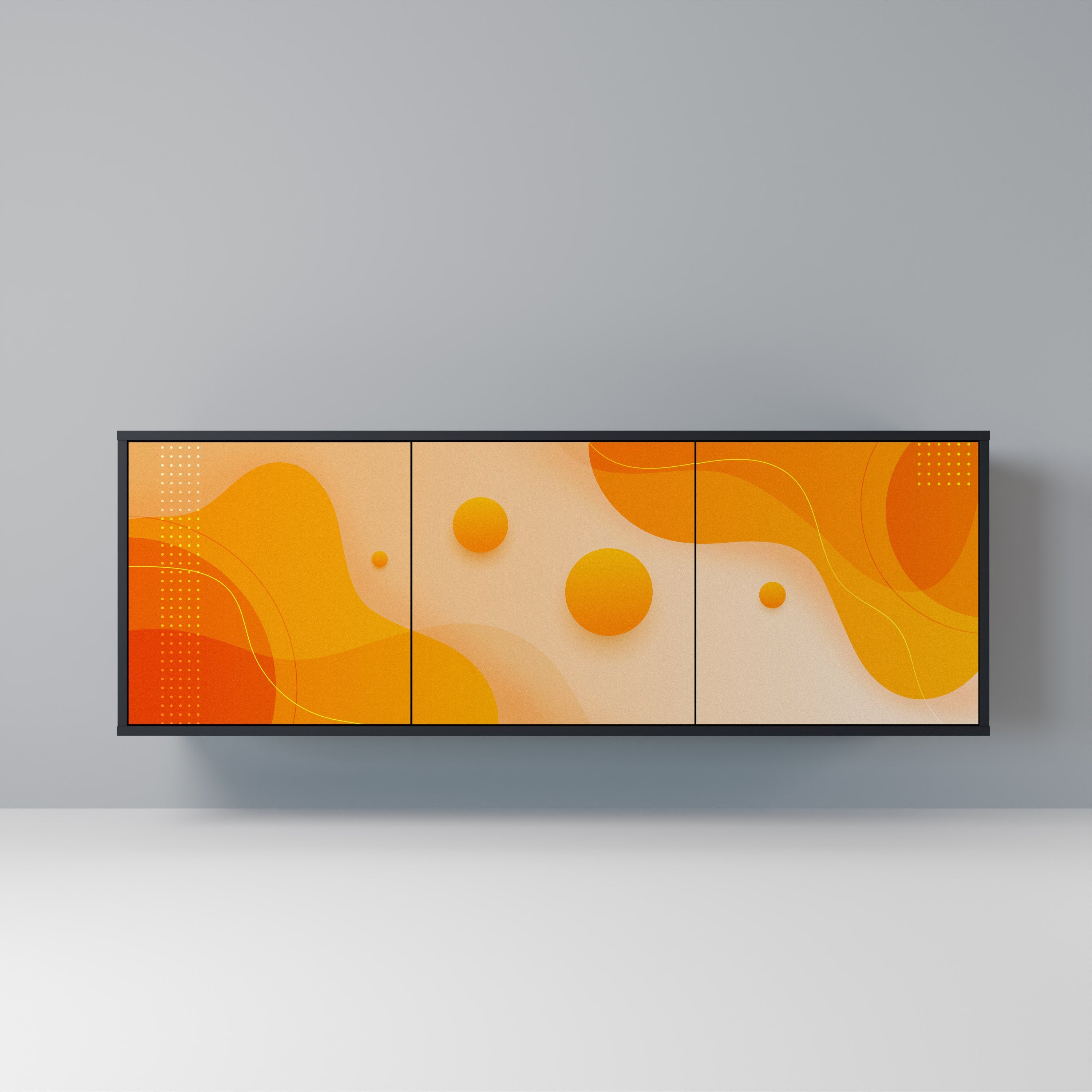 ORANGE ARRANGEMENT Aparador de 3 Portas em Acabamento Preto