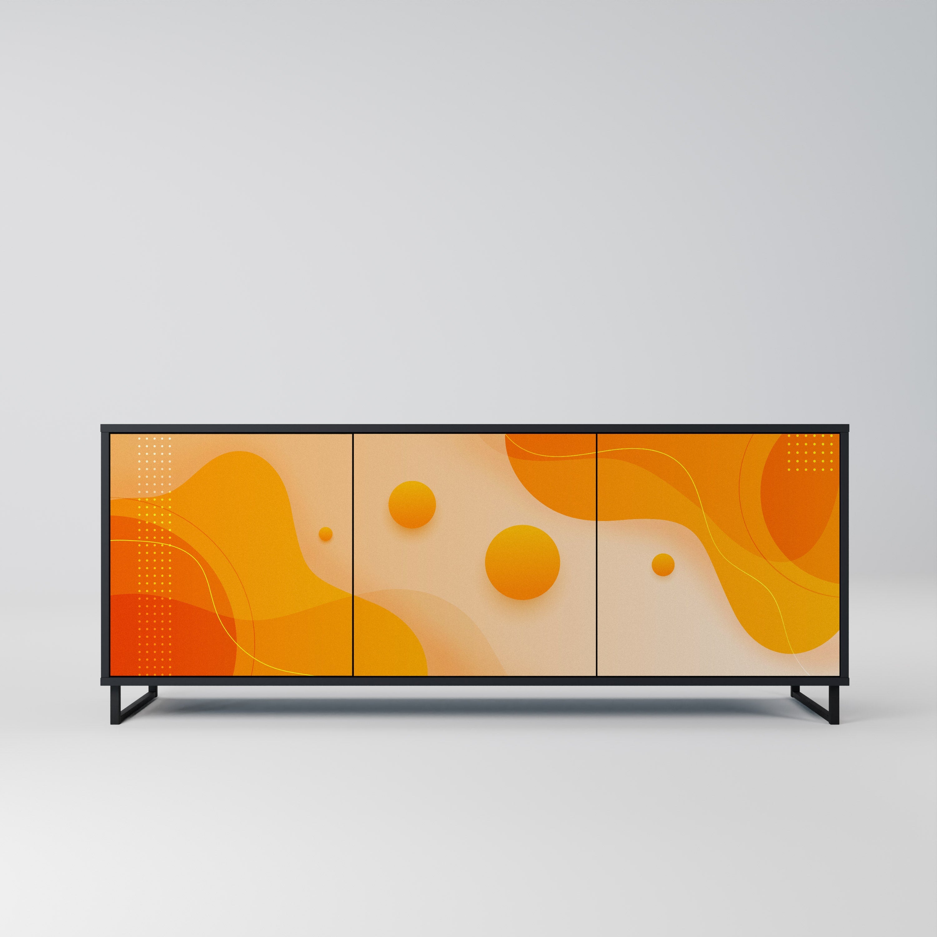 ORANGE ARRANGEMENT Aparador de 3 Portas em Acabamento Preto