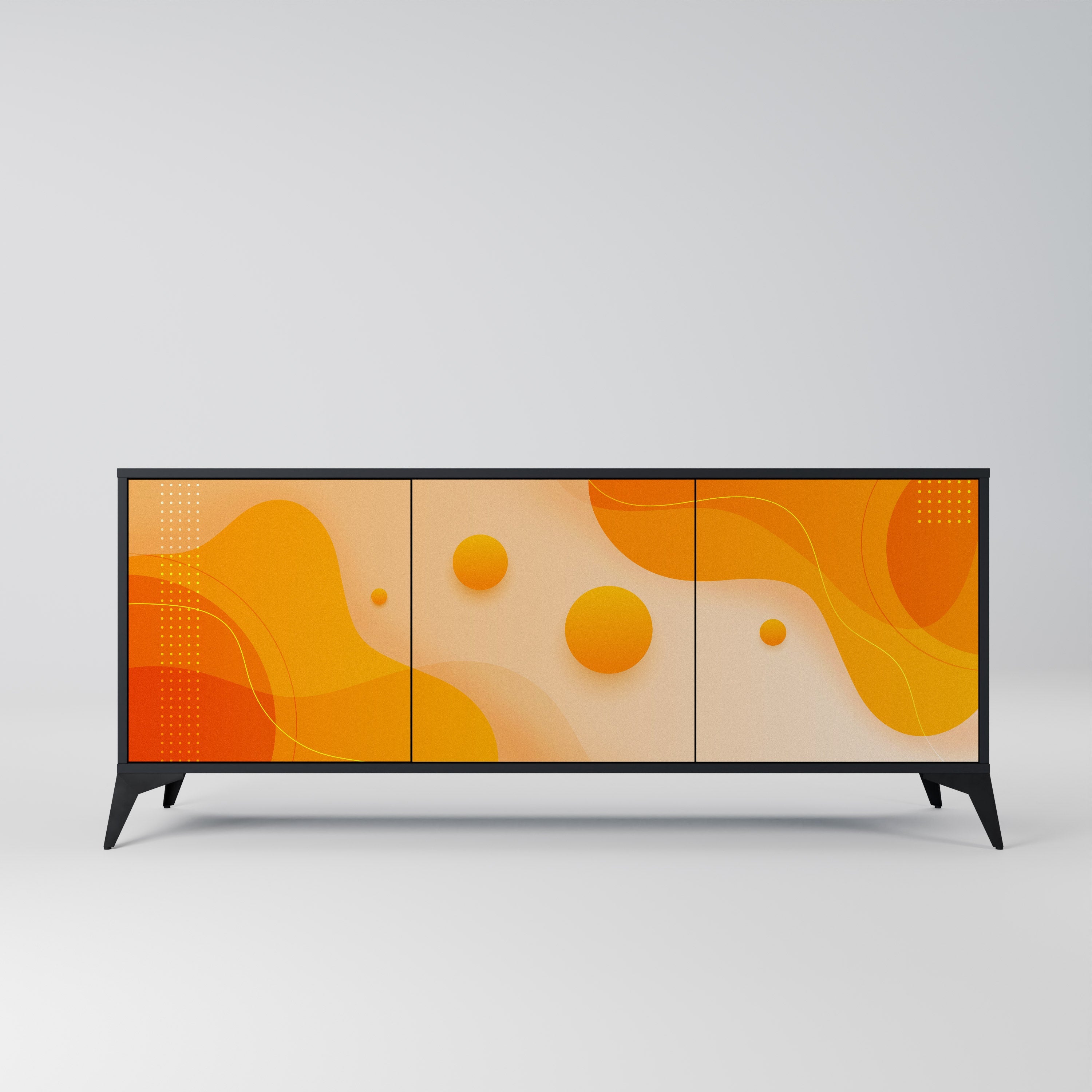 ORANGE ARRANGEMENT Aparador de 3 Portas em Acabamento Preto