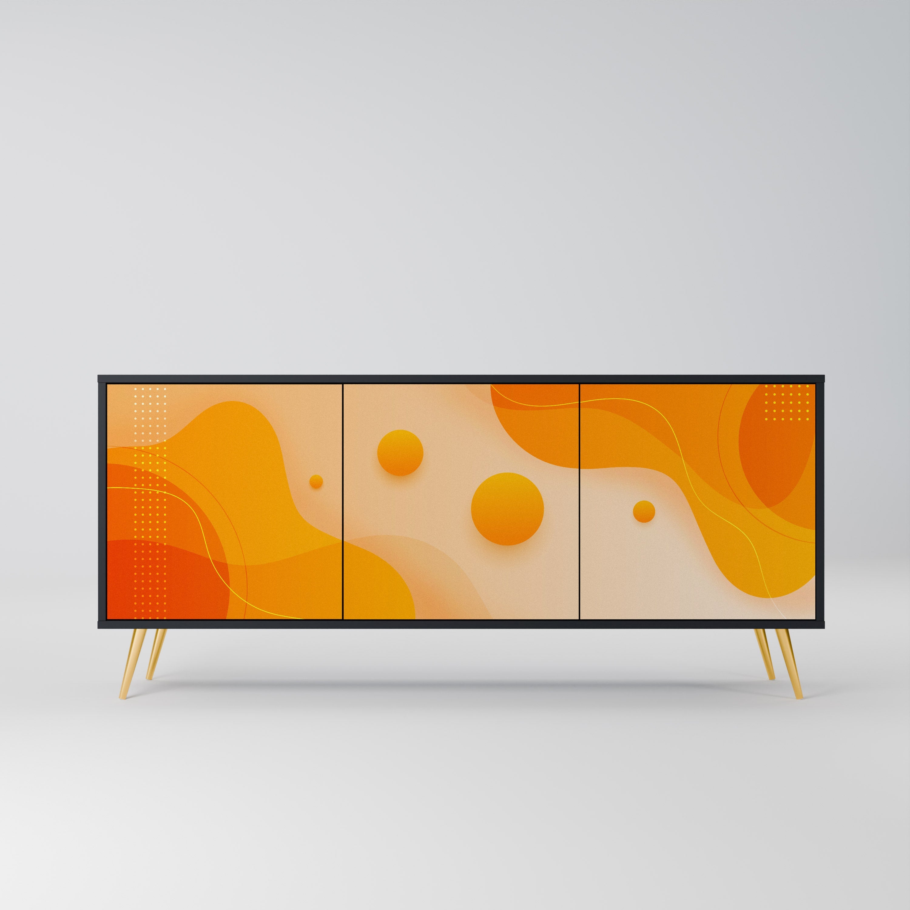 ORANGE ARRANGEMENT Aparador de 3 Portas em Acabamento Preto