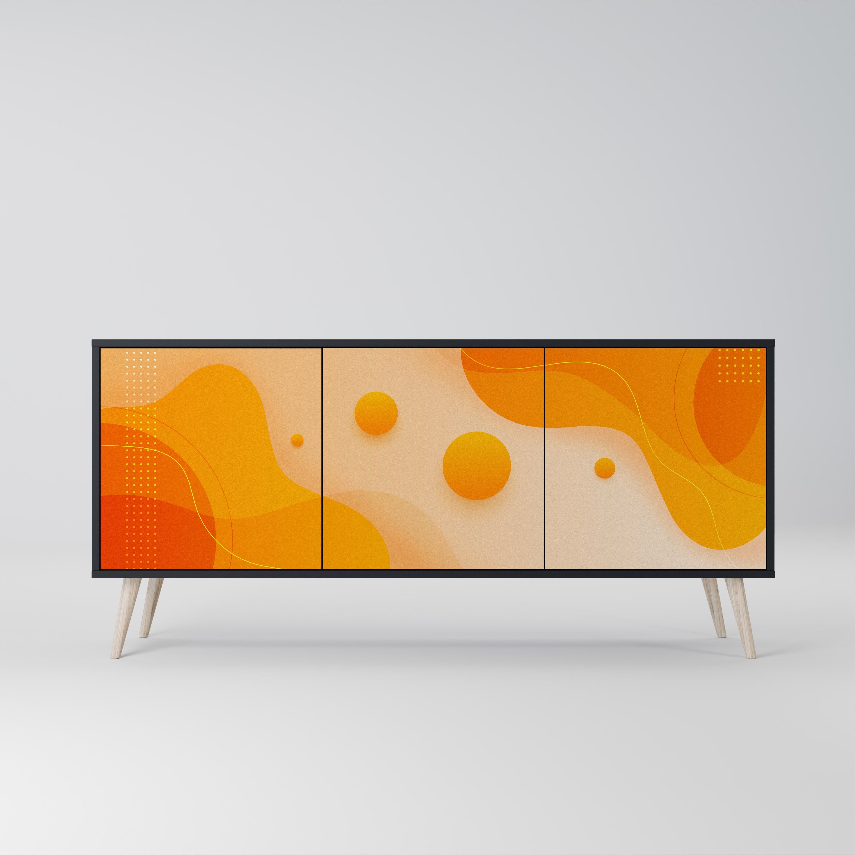 ORANGE ARRANGEMENT Aparador de 3 Portas em Acabamento Preto