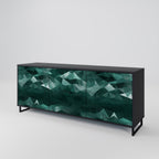 POLYGONAL FLOATING 3-Door Sideboard in Black Finish