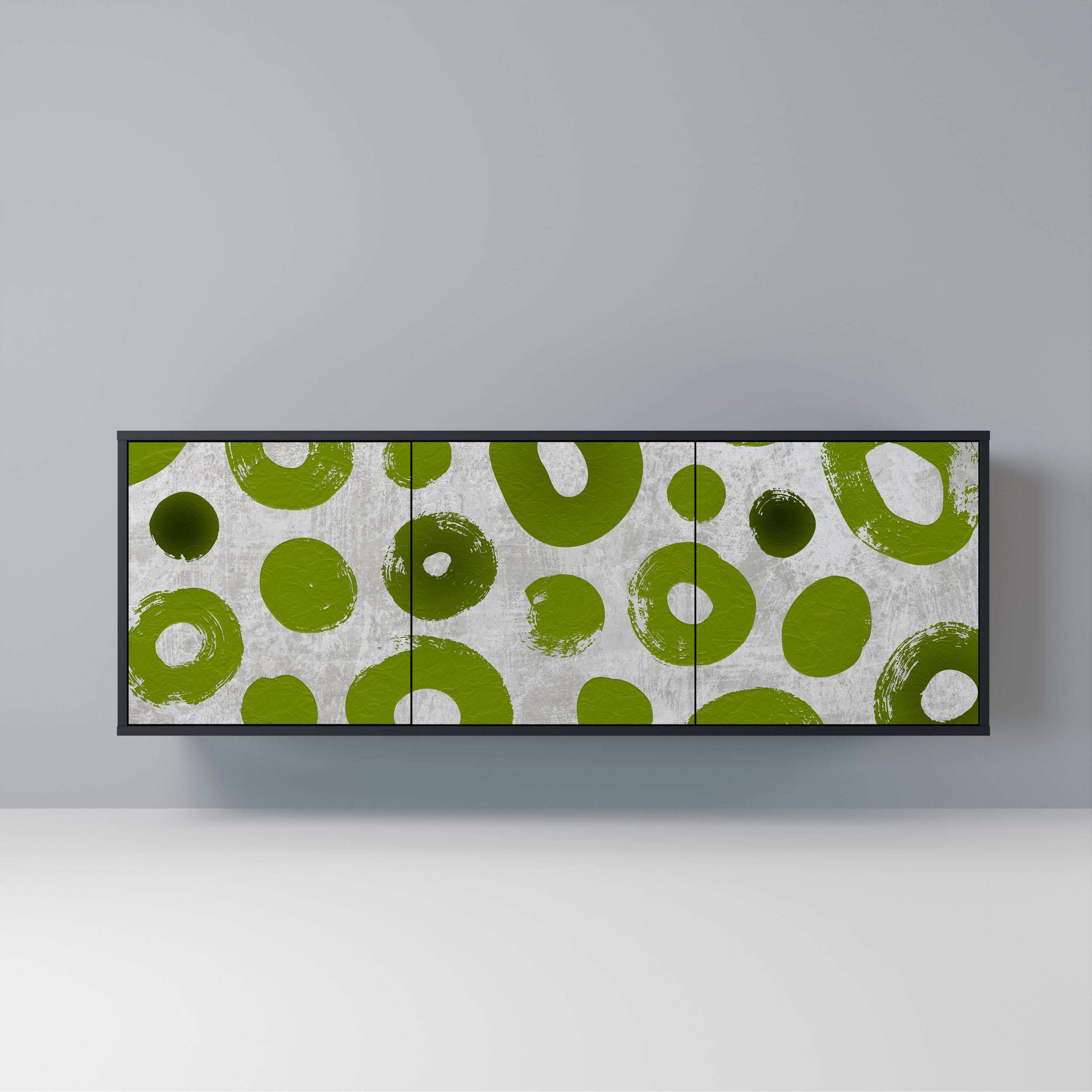 GREEN RHAPSODY Aparador de 3 Portas em Acabamento Preto