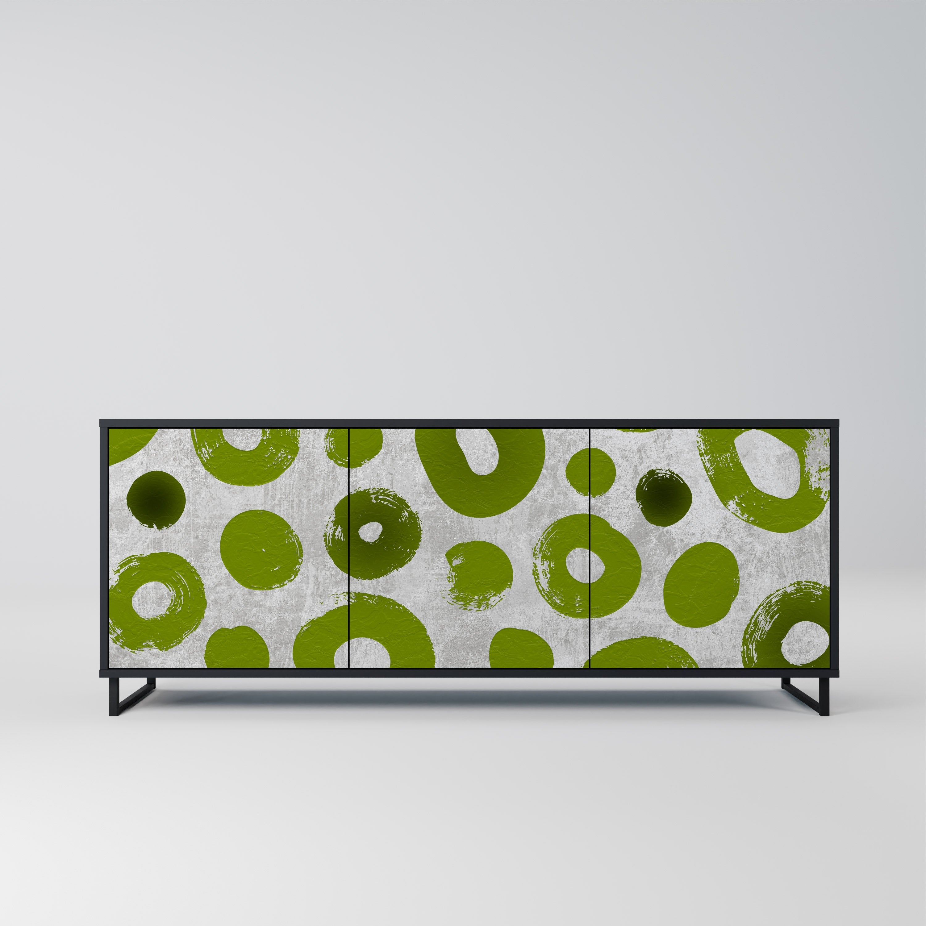 GREEN RHAPSODY Aparador de 3 Portas em Acabamento Preto